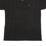 NAUTICA Mens Black & Red Checked Short Sleeve Polo Shirt L Cotton Blend Casual