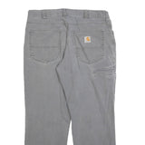 CARHARTT Mens Cotton Blend Grey Relaxed W34 L27 Workwear Trousers Zip Closure