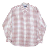 TOMMY HILFIGER Mens White & Red Check Shirt M Button Down Collar Cotton Long