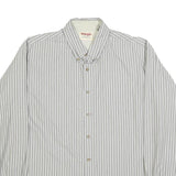 WRANGLER Mens Grey & White Stripe Cotton Blend Shirt L Button Down Collar Long