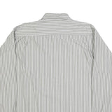 WRANGLER Mens Grey & White Stripe Cotton Blend Shirt L Button Down Collar Long