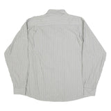 WRANGLER Mens Grey & White Stripe Cotton Blend Shirt L Button Down Collar Long