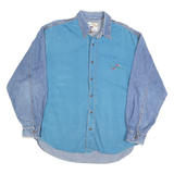 CUTTER & BUCK Mens Blue Denim Cotton Blend Shirt M Button Front Casual