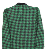 Womens Green & Black Houndstooth Pattern Jacket M Woven Tailored Collar Long