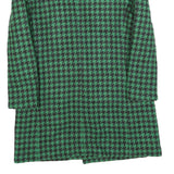 Womens Green & Black Houndstooth Pattern Jacket M Woven Tailored Collar Long