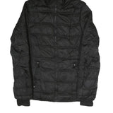 NAUTICA Womens Black Polyester Blend Quilted Jacket S Hooded Zip Closure Casual