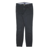 TOMMY HILFIGER Womens Cotton Blend Black Slim Skinny Trousers W28 L28 Casual