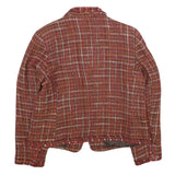 KORET Womens Red Burgundy Check Tailored Jacket Acrylic Button UK 14 Tweed