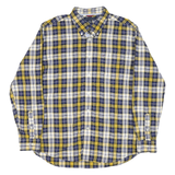 TOMMY HILFIGER Mens Blue & Yellow Check Shirt L Button Down Collar Long Sleeve