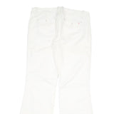 Womens White Regular Fit Bootcut Cotton Trousers W32 L32 Zip Closure Casual Wear
