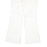 Womens White Regular Fit Bootcut Cotton Trousers W32 L32 Zip Closure Casual Wear
