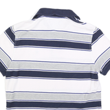 TOMMY HILFIGER Mens White & Grey Striped Short Sleeve Polo Shirt S Cotton Blend