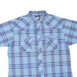 WRANGLER Mens Blue & Purple Check Shirt L Casual Cotton Blend Western Style