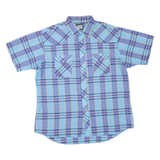 WRANGLER Mens Blue & Purple Check Shirt L Casual Cotton Blend Western Style