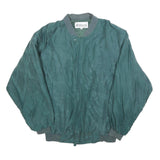 SILKBEAUTY Mens Green Silk Bomber Jacket S Woven Zip Closure Relaxed Fit