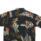 MONTAGE COLLECTION Mens Black Floral Print Shirts L Summer Holiday Casual Cotton