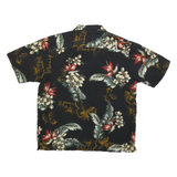 MONTAGE COLLECTION Mens Black Floral Print Shirts L Summer Holiday Casual Cotton