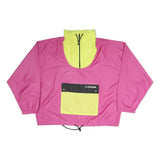 RIVELLA Womens Pink & Yellow Zip Jacket L Polyester Colourblock Outdoor Casual