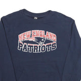 NFL Mens Blue Navy New England Patriots Crew Neck L Cotton Blend Pullover
