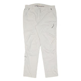 Beige Mens Regular Fit Straight Leg Trousers W34 L32 Polyester Blend Zip Closure