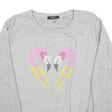 DIESEL Womens Grey Flamingo Graphic Crew Neck XS Sweatshirt Cotton Blend