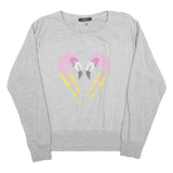 DIESEL Womens Grey Flamingo Graphic Crew Neck XS Sweatshirt Cotton Blend