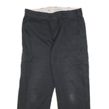DICKIES Mens Cotton Blend Black Relaxed Straight Trousers W35 L32 Casual