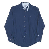 TOMMY HILFIGER Mens Blue Shirt XL Classic Fit Cotton Blend Long Sleeve Button