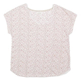 WHITE STUFF Womens Cream Printed Short Sleeve Round Neck Top UK 10 Cotton Blend