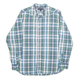 TOMMY HILFIGER Mens Blue & Green Check Shirt M Classic Button Up Long Sleeve