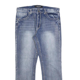 TRUE LUCK Mens Jeans Blue Regular Straight Denim Medium W36 L32 Stylish Casual