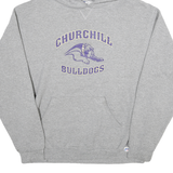 RUSSELL ATHLETIC Mens Grey Churchill Bulldogs Hoodie L Cotton Blend Pullover