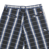 DICKIES Mens Cotton Blend Blue & White Check Casual Shorts XL W32 Comfortable
