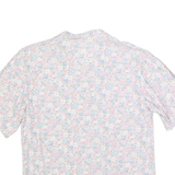 Womens White Pink Blue Floral Shirt M Lightweight Button Up Summer