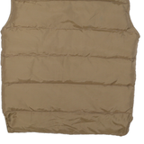 Womens Beige & Yellow Reversible Button Polyester Blend Puffer Vest M Plain