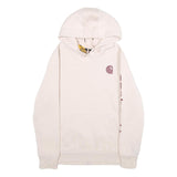 CARHARTT Womens Cream Pullover Hoodie M Logo Print Casual Sweatshirt