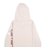CARHARTT Womens Cream Pullover Hoodie M Logo Print Casual Sweatshirt
