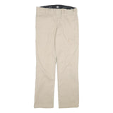 DICKIES Mens Cotton Beige Slim Straight Trousers W32 L31 Casual Workwear