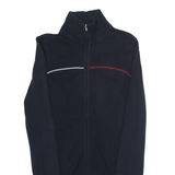 TOMMY HILFIGER Womens Navy Blue Button Up Plain Crew Neck Basic Knit M Jumper