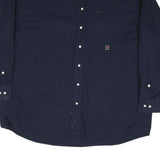 TOMMY HILFIGER Mens Blue Button Down Shirt 2XL Classic Cotton Blend Long Sleeve