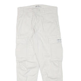ZARA Womens Cotton Blend White Relaxed Cargo Trousers W30 L27 Casual Utility Zip