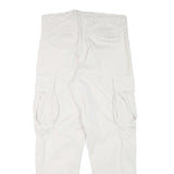 ZARA Womens Cotton Blend White Relaxed Cargo Trousers W30 L27 Casual Utility Zip