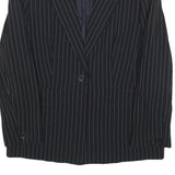 JOBIS Womens Black Pinstripe Button Jacket M Woven Classic Tailored