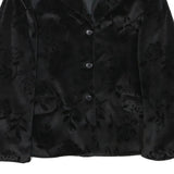 TILBER Womens Black Burnout Floral Velvet Button Jacket UK 10 Polyester Blend