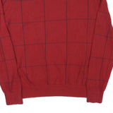 NAUTICA Mens Red Patterned V-Neck Jumper Basic Knit M Cotton Blend Classic Style