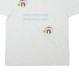 THE BEST Mens Light Grey Graphic T-Shirt L Short Sleeve Crew Neck Cotton Blend