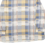 NICE DAY Womens Blue Beige Check Printed Long Sleeve Shirt XL Relaxed Fit
