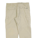 LET'S GO Mens Regular Beige Cargo Trousers W38 L27 Polyester Blend Zip Pockets