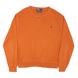 POLO RALPH LAUREN Mens Orange Plain Cotton Blend Pullover Crew Neck Jumper L