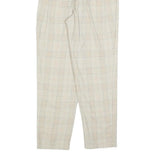 Womens Relaxed Fit Beige Plaid Trousers Polyester Blend Zip W24 L27 Casual Smart